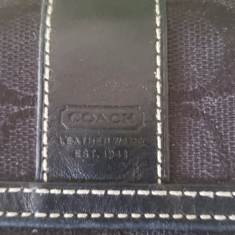 Coach Black Monogram Canvas Leather Wallet - Picture 2 of 7